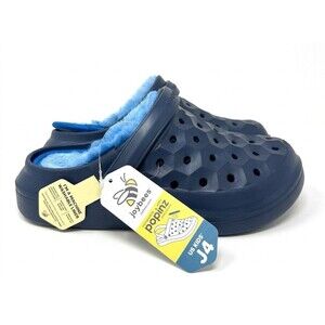 Joybees Varsity Lined Clogs Kids Size J4 Navy Slip On Warm Comfort Shoes